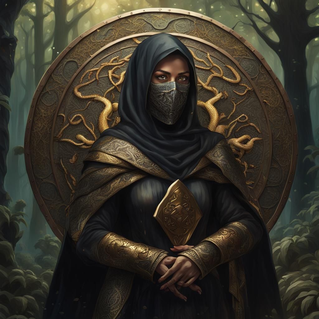 Female Rogue in Forest with Snakes: Hyperrealistic Portrait