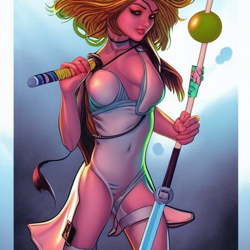 Bunny Girl Hero with Lollipop Weapon