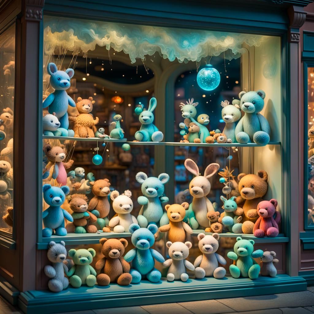 Whimsical Bioluminescent Toy Shop Display