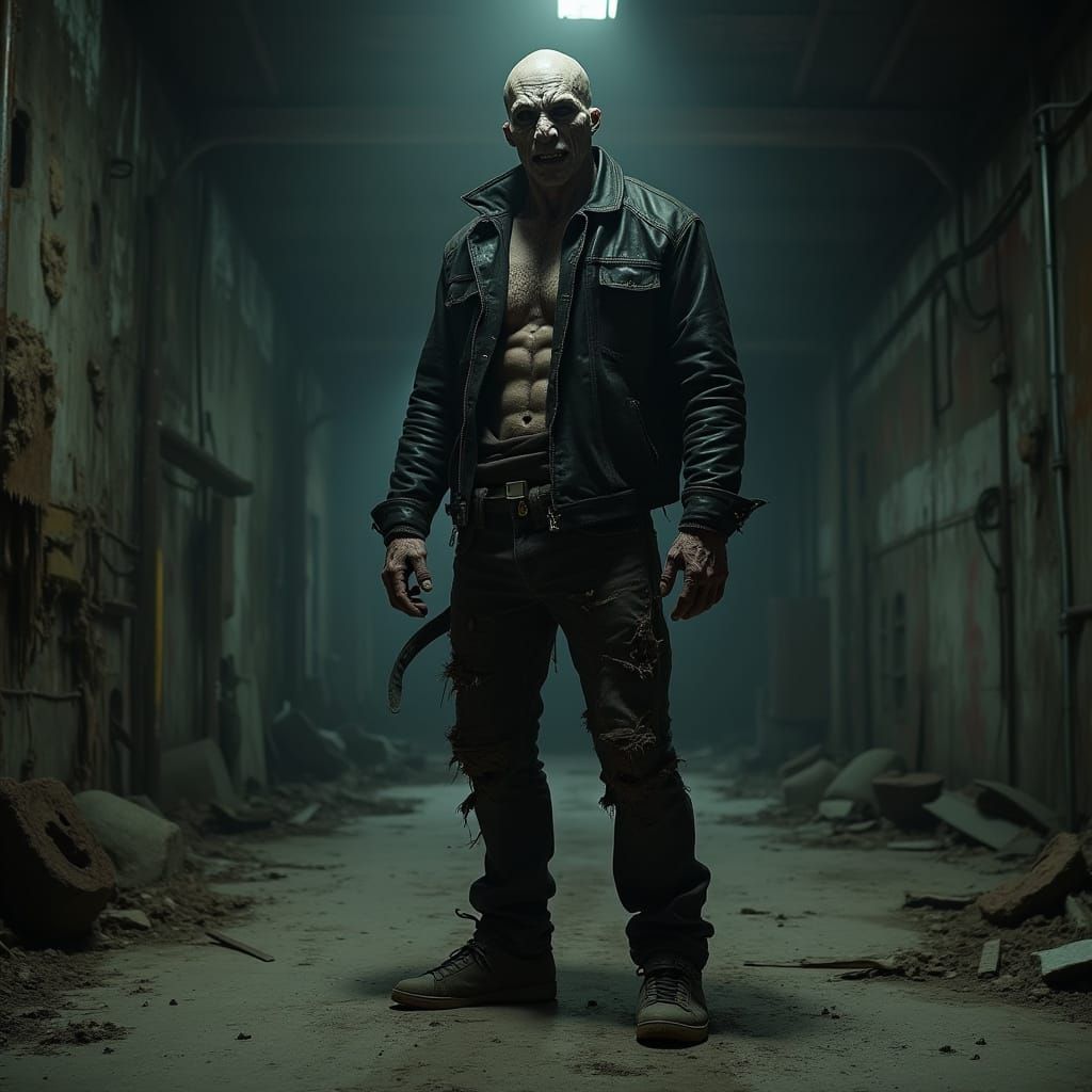 Grotesque Nosferatu in Abandoned Warehouse, Hyperrealistic S...