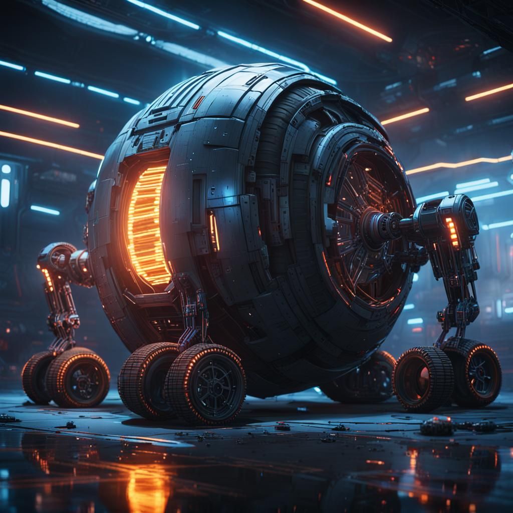 Futuristic R2D2 Robot Concept Art in Sci-Fi Setting
