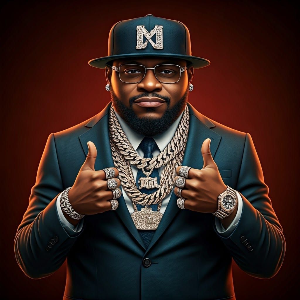 Confident Gift Wrapt in Dapper Outfit Giving Thumbs Up