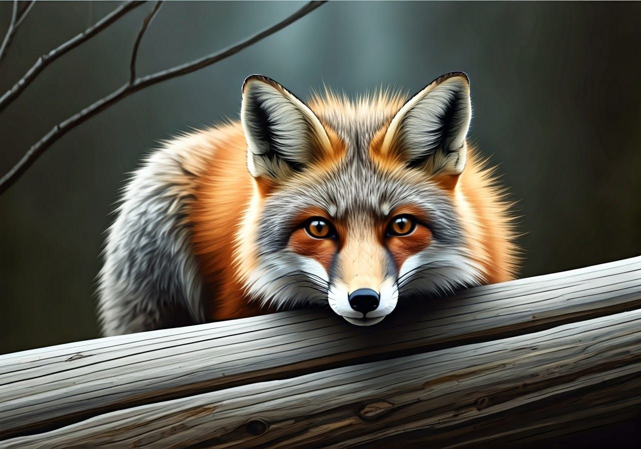 Whimsical Fox at Rest in Serene Woodland