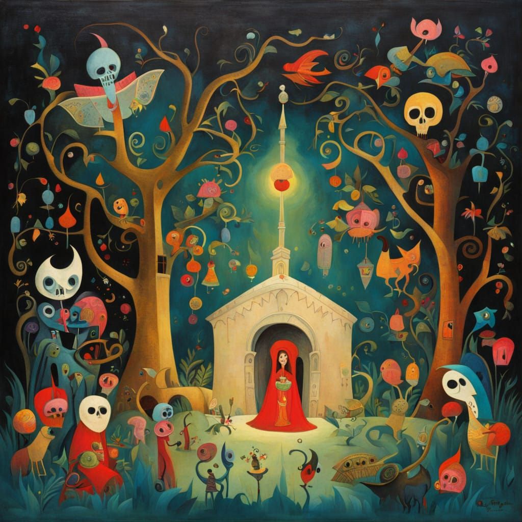 Vibrant Modernist Phad Painting Depicting Sudden Death