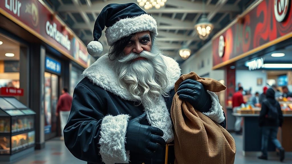 Gloomy Santa in a Graffiti Art Scene