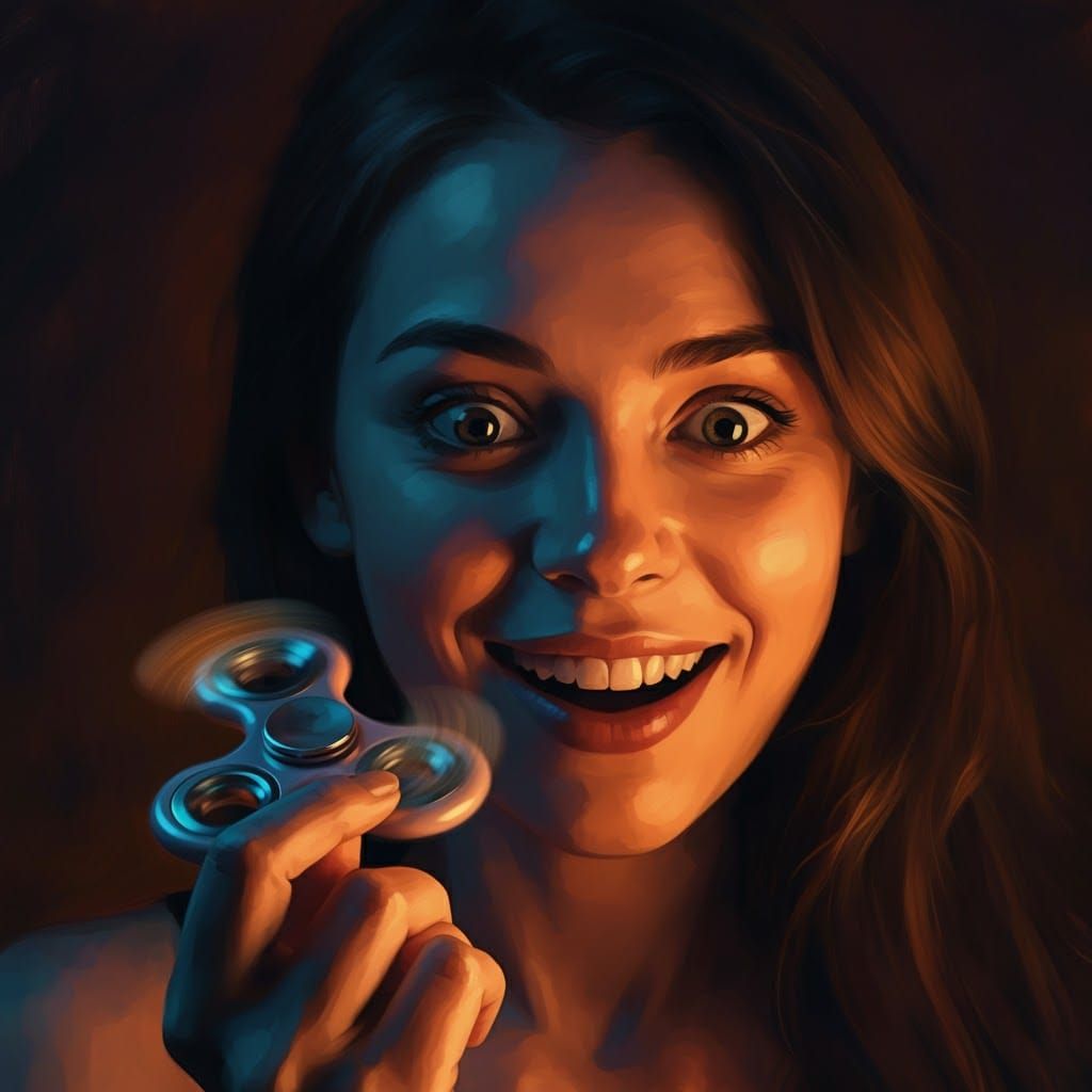 Woman with Spinner in Impressionistic Lighting