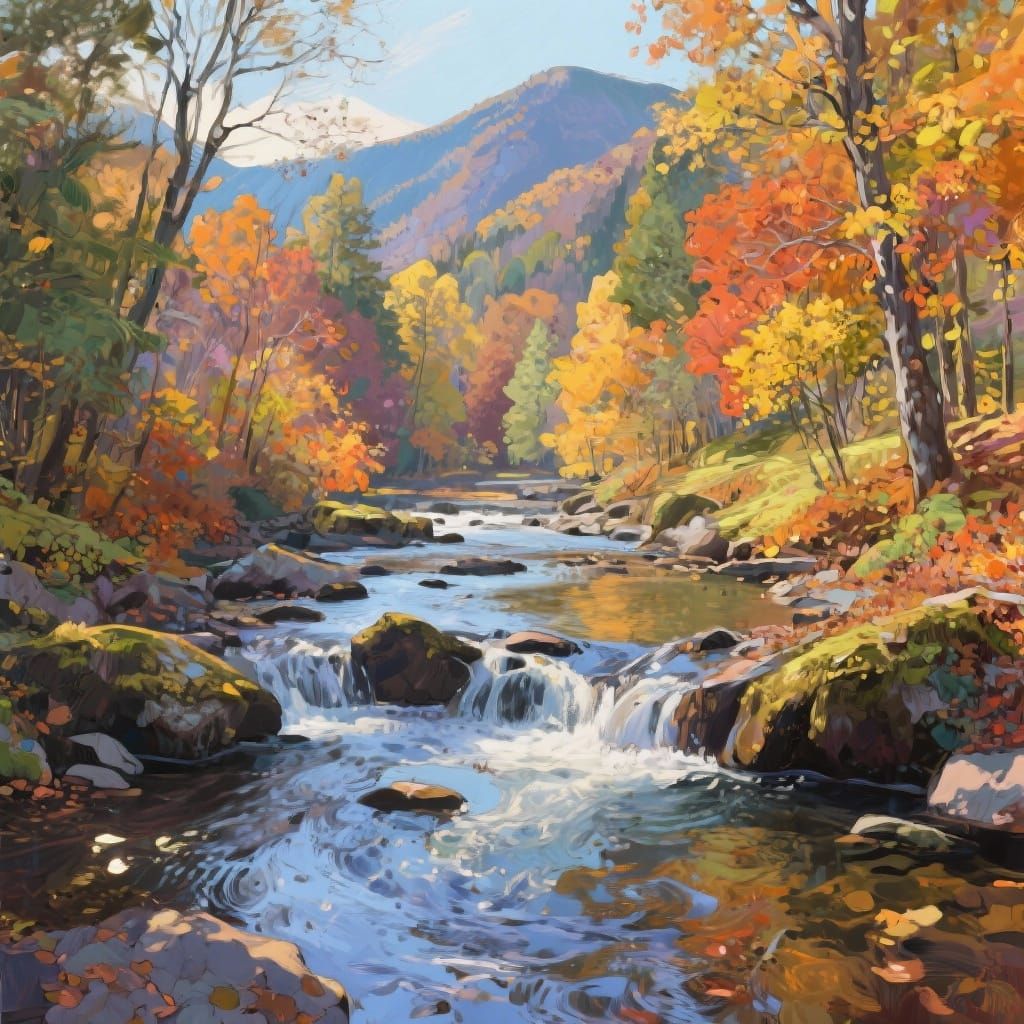 Cozy Autumn Mountain Stream in Southern Appalachians
