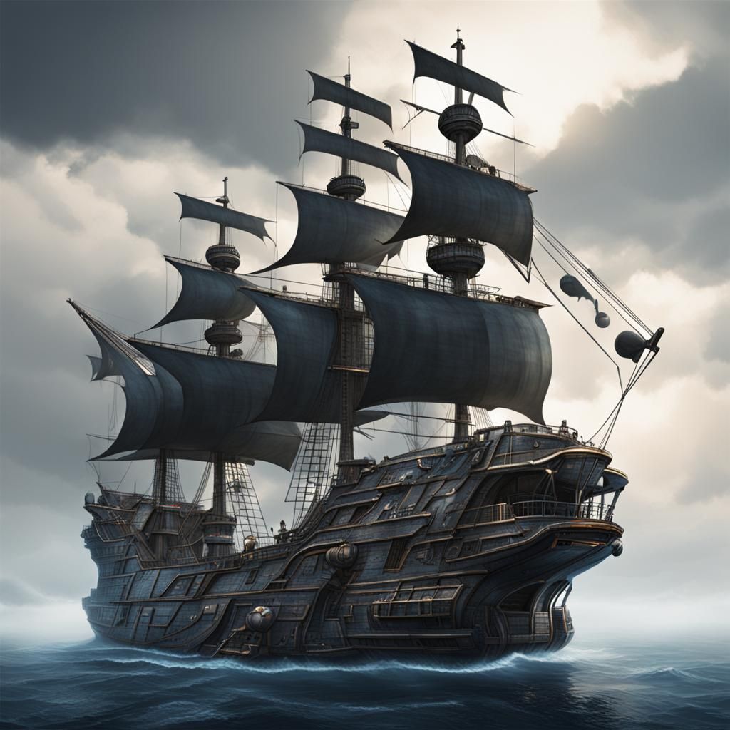 Futuristic Pirate Ship: Realistic Space Adventure