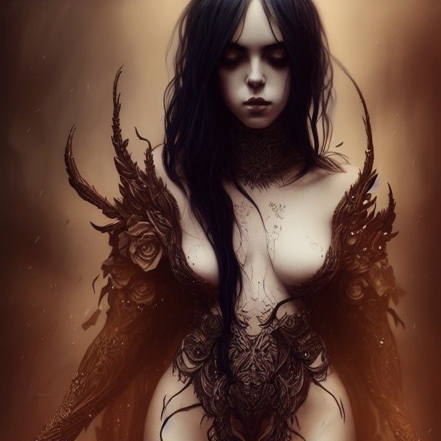 Gothic Goddess Portrait in Hyper-Realistic Digital Art