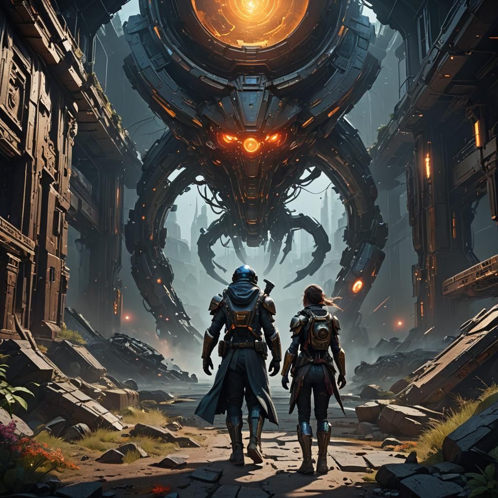 Sci-Fi Defeat: Hyperrealistic Dark Fantasy Concept Art