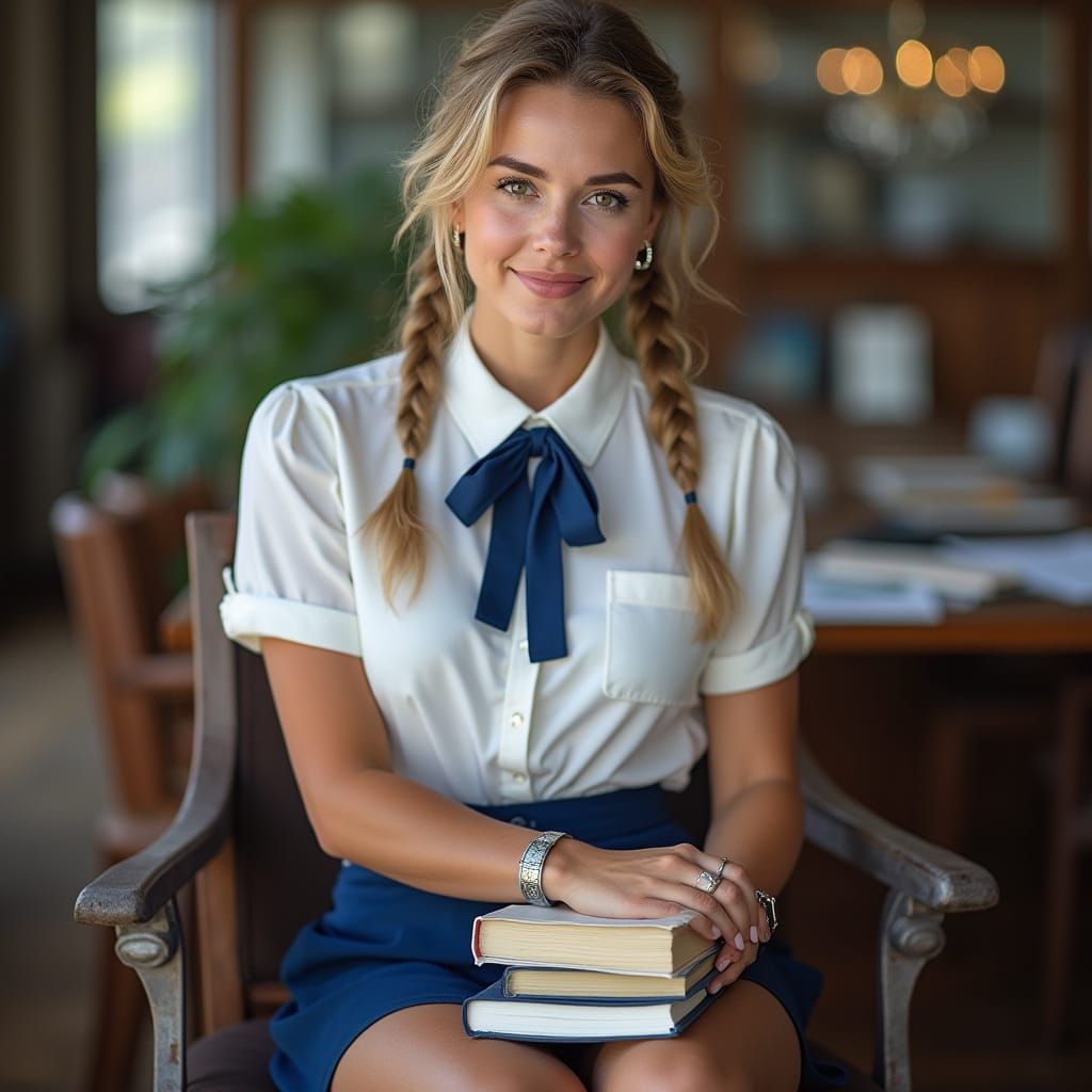 Muscular German Athlete Poses Confidently in Office