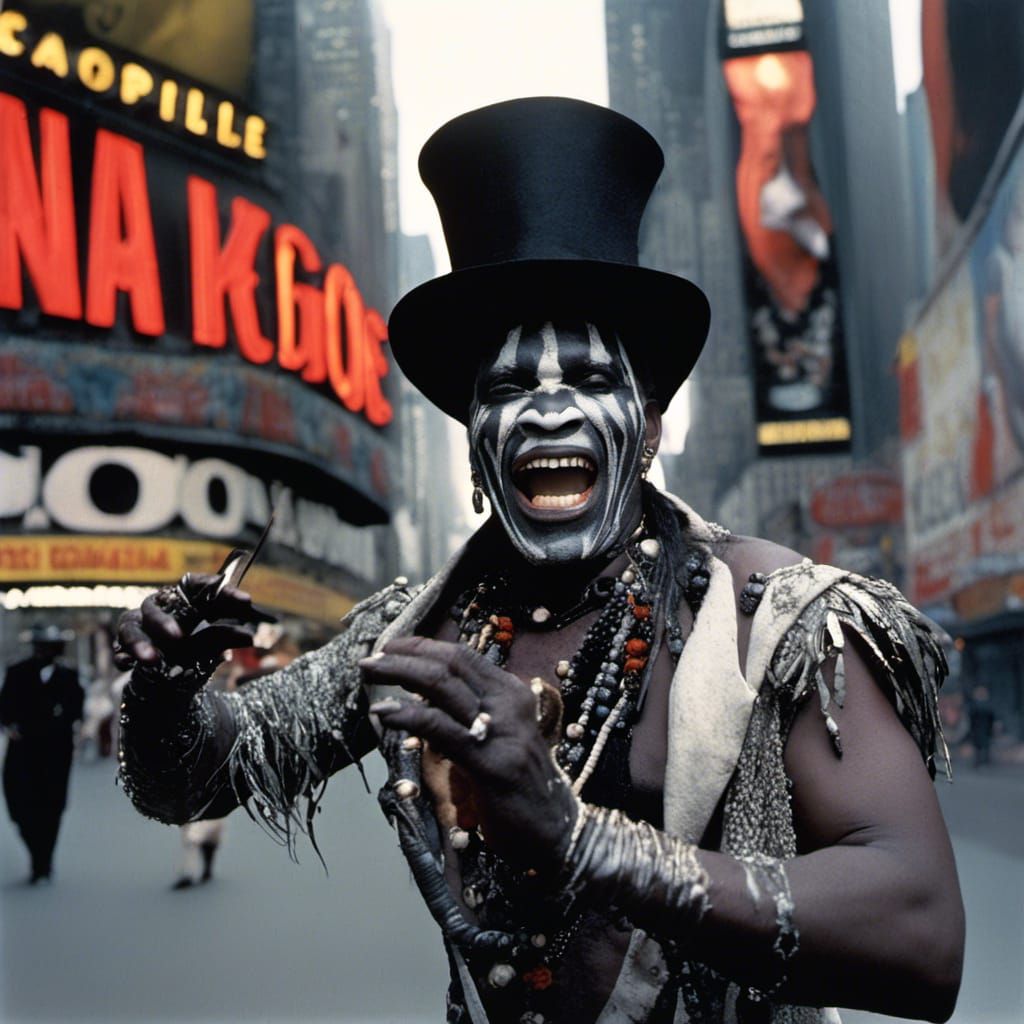 Monochrome Portrait of Papa Legba with Facepaint