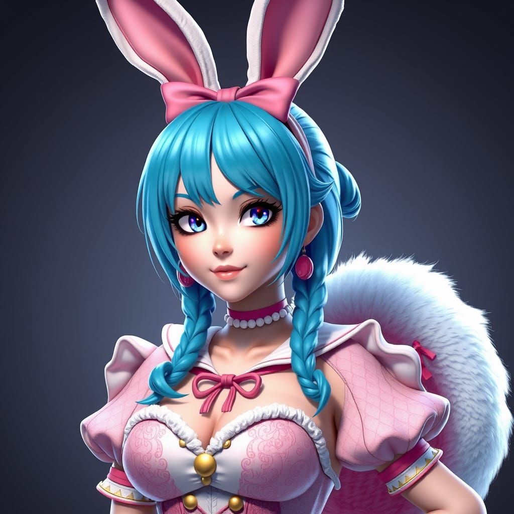 Surreal Anime Bunny Girl in Pin-up Style
