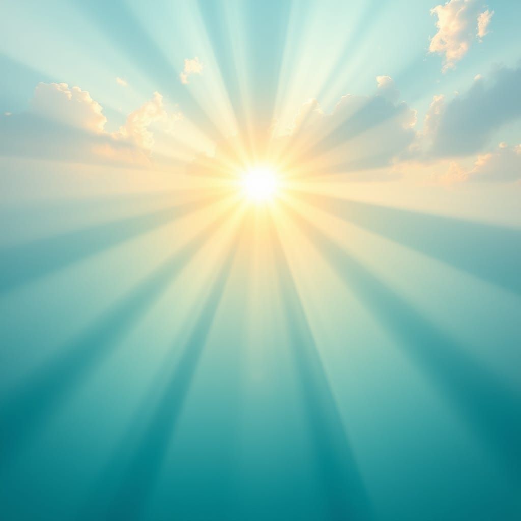 Celestial Turquoise Scene with Golden Radiance