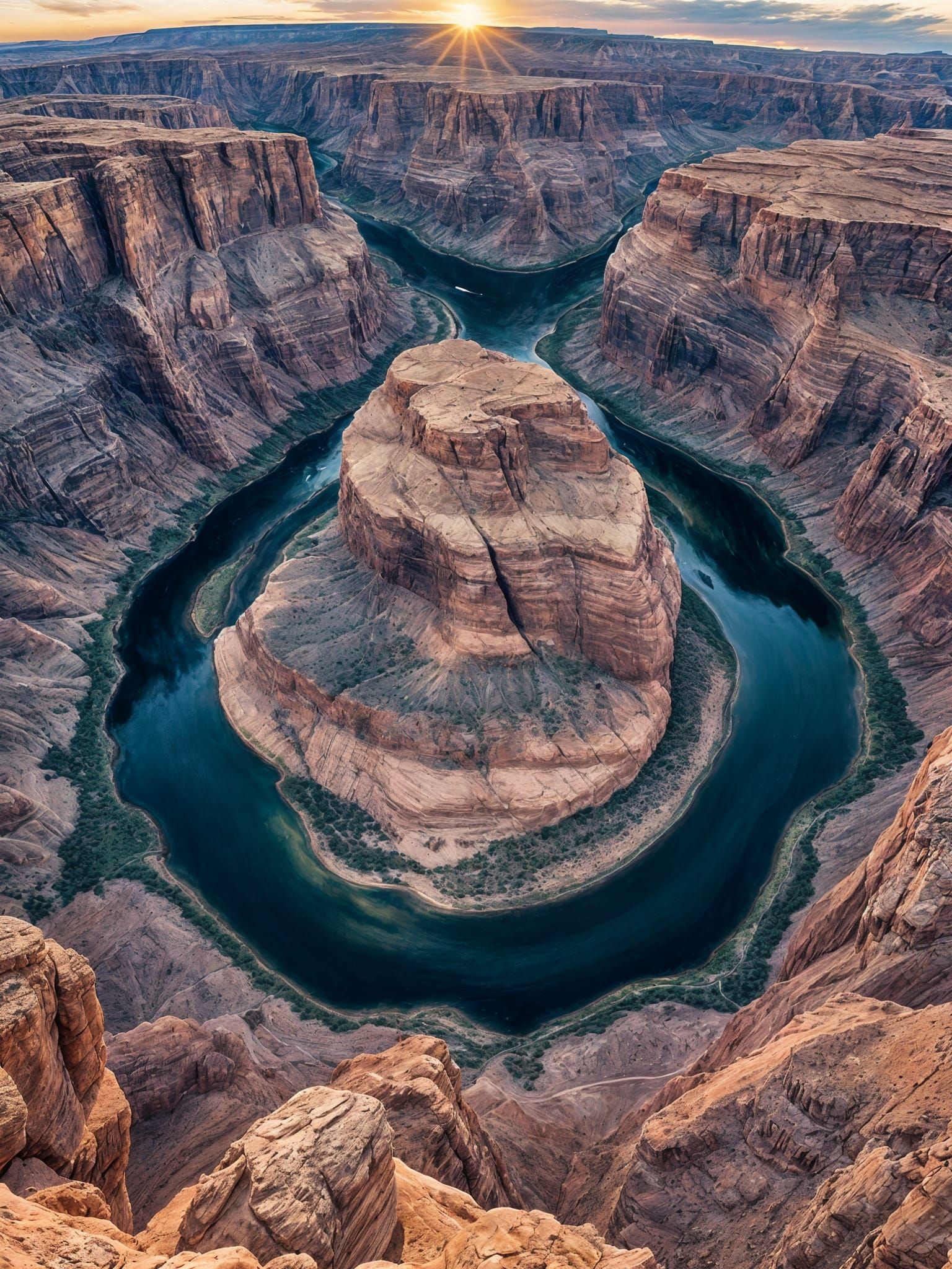 Surreal Horseshoe Canyon Landscape at Sunset