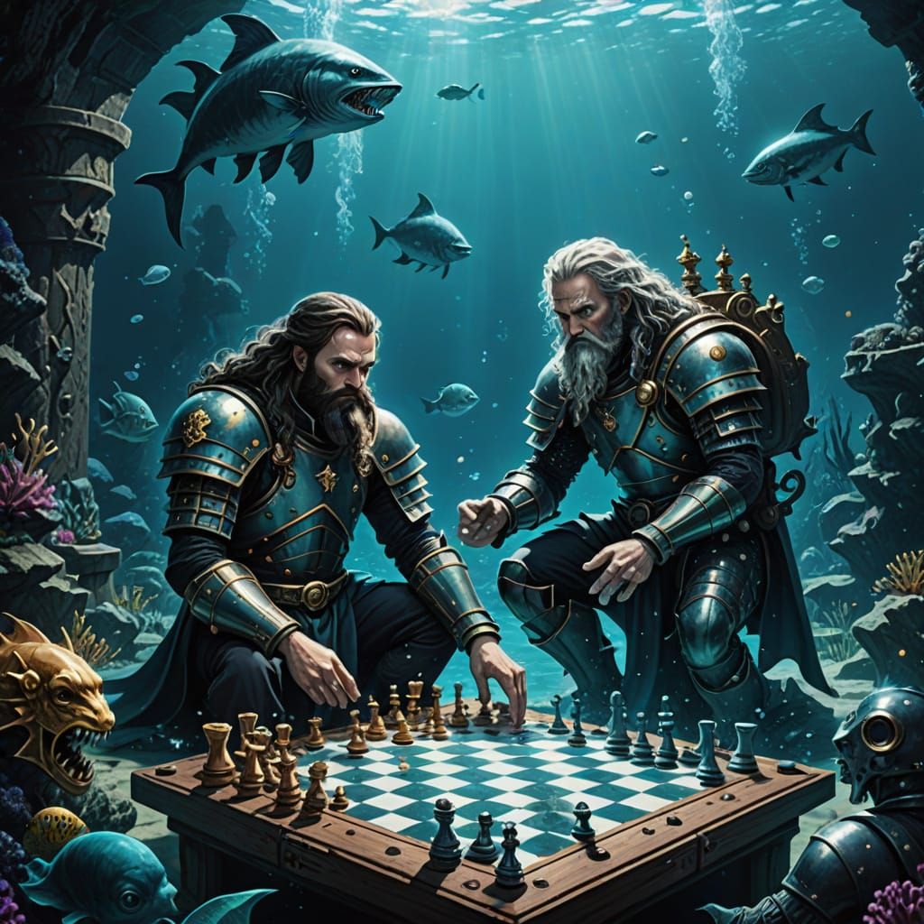 Underwater Chess Game Between Neptune and Vodyanoy