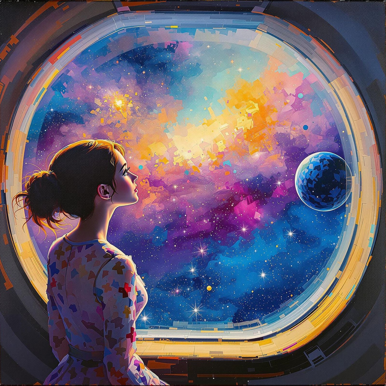 Surreal Impressionist of Explorer in Space