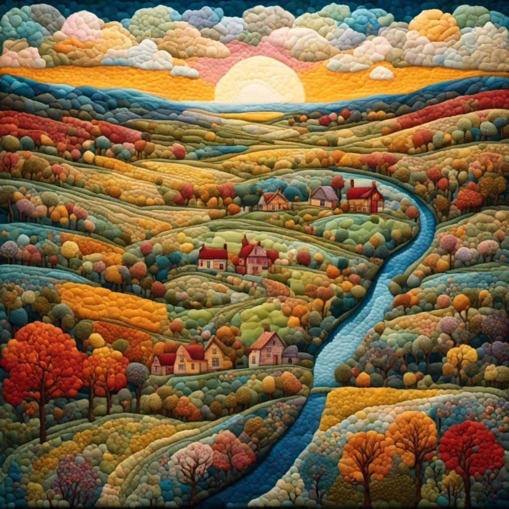 Symmetrical Swedish Farmland in Plaid Pattern