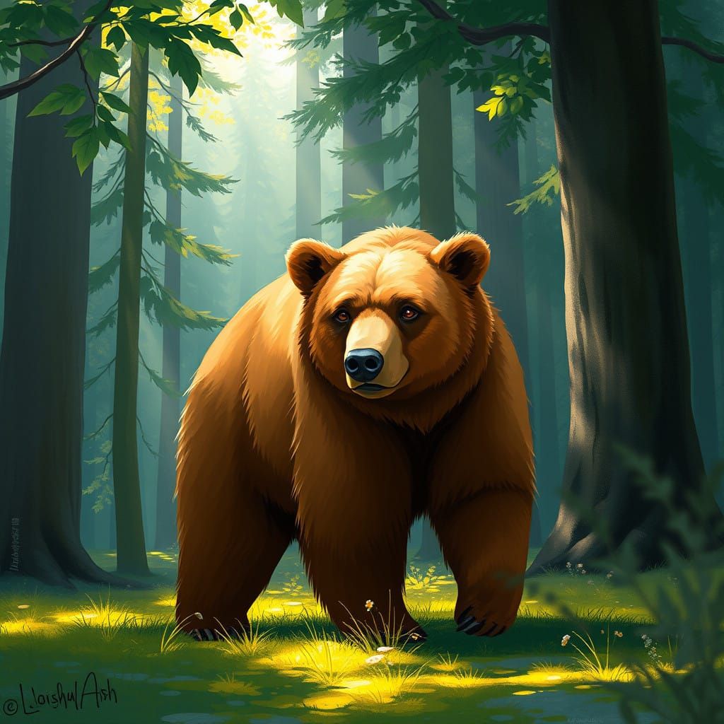 Majestic Brown Bear with Mystical Aura