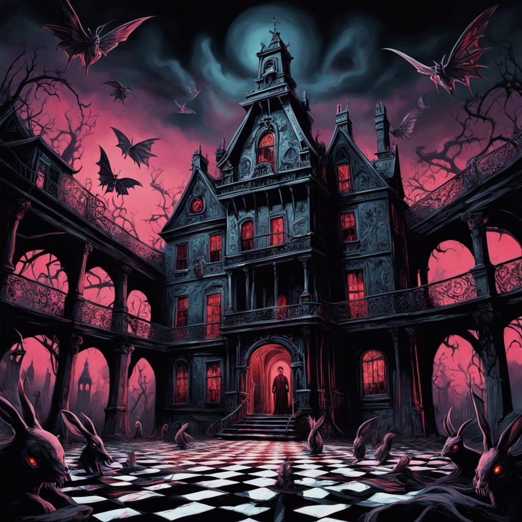 Surrealist Masterpiece of Dark Gothic Architecture and Fract...