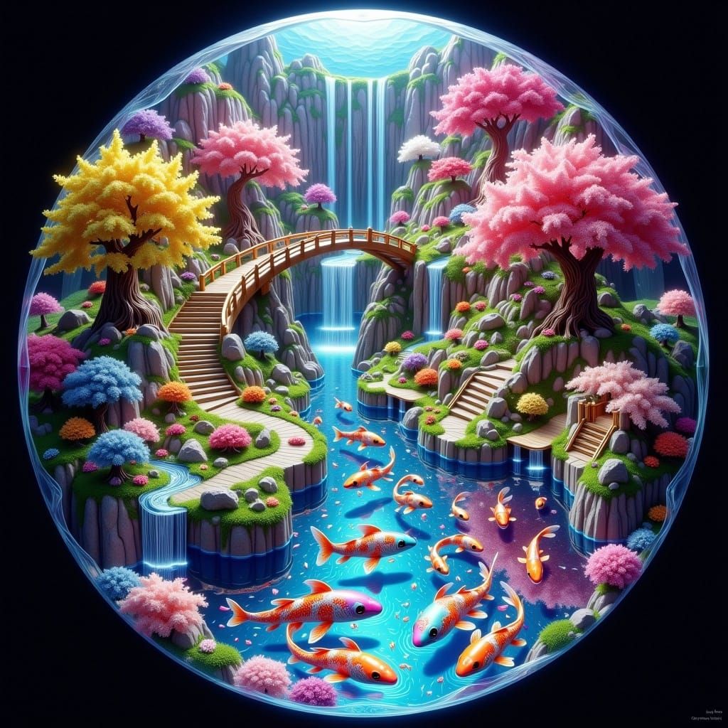 Enchanted Fantasy Garden Landscape: Microscopic Detail