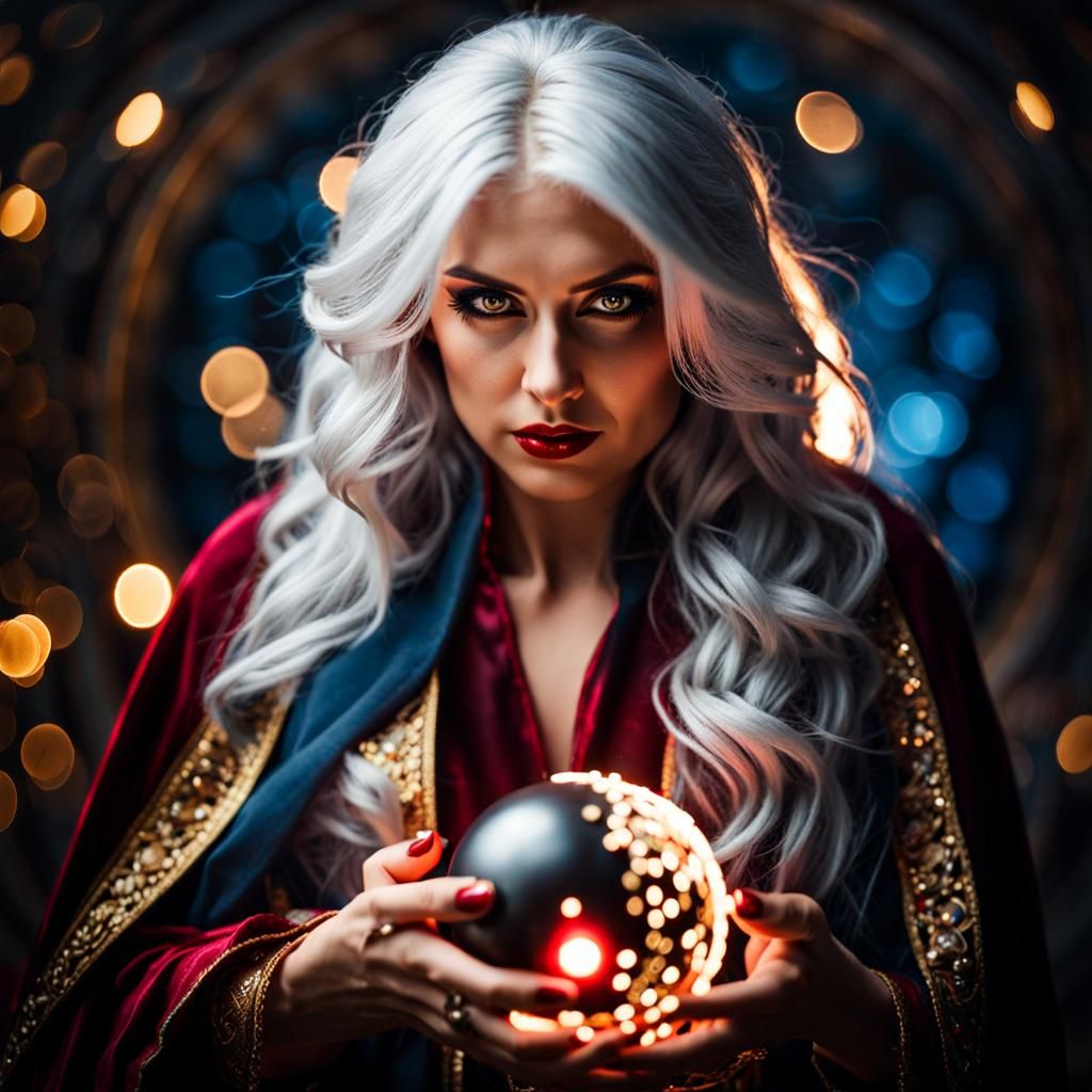 Terrifying Woman with Crimson Eyes in Dark Fantasy Art