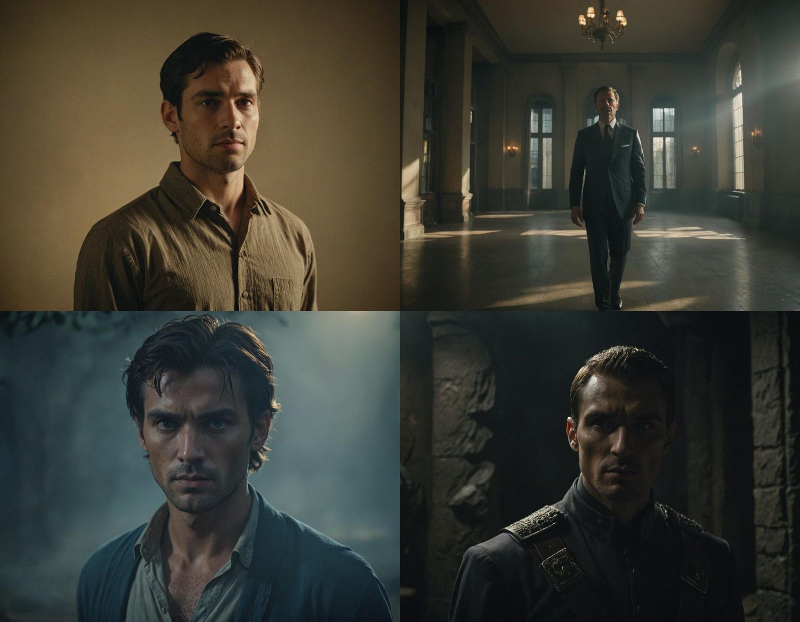 Dramatic Film Still of a Young Master Figure