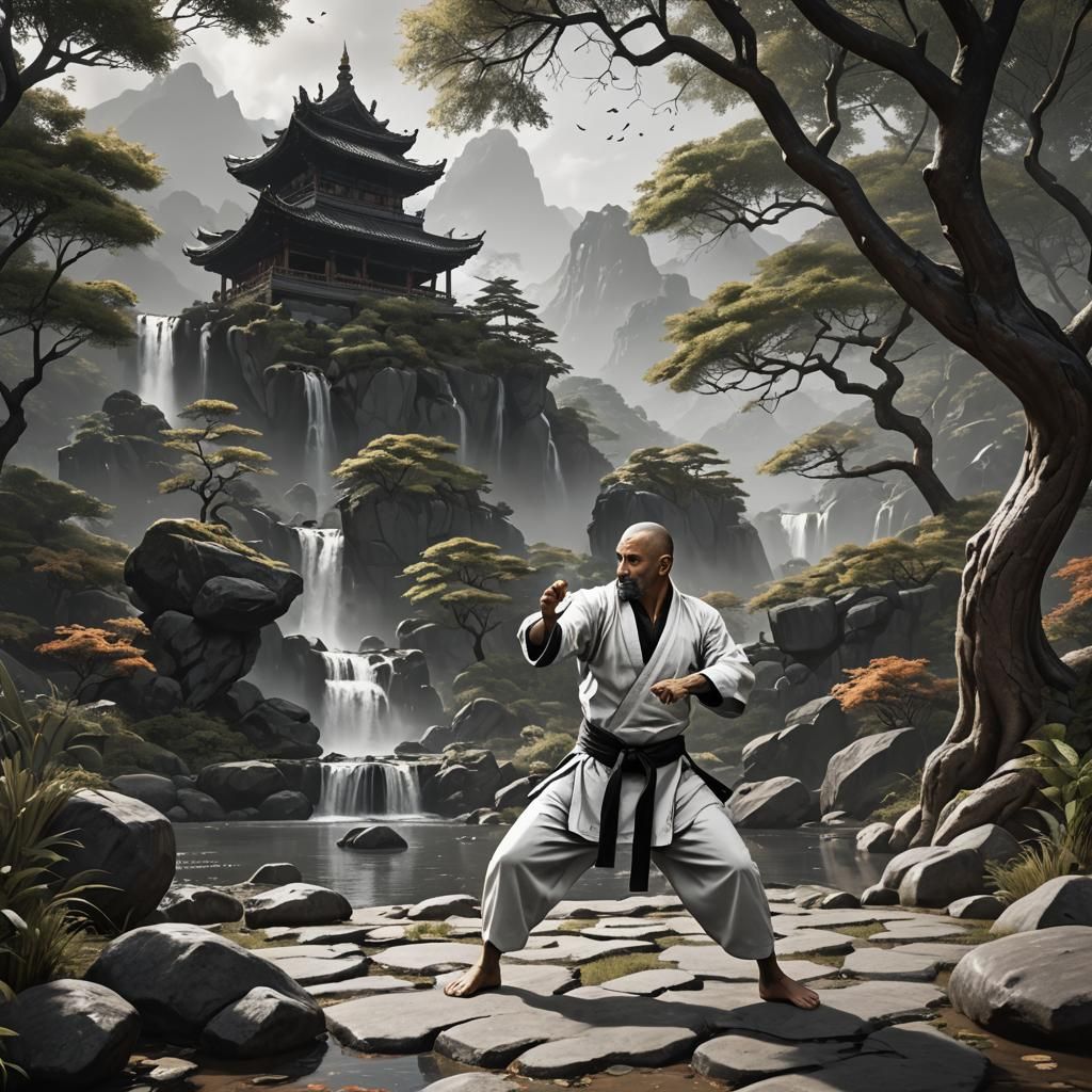 Martial Arts Master in Peaceful Outdoor Setting