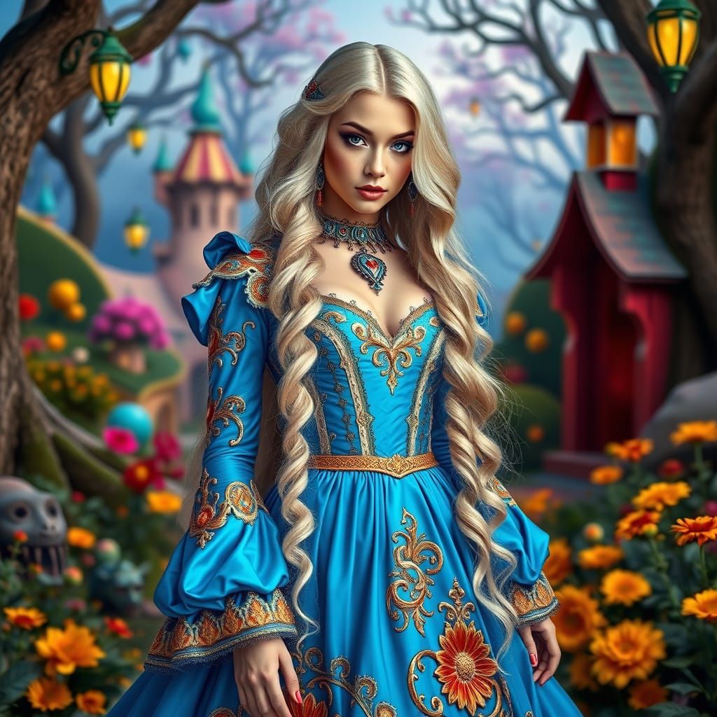 Whimsical Wonder Woman in Enchanted Blue Gown