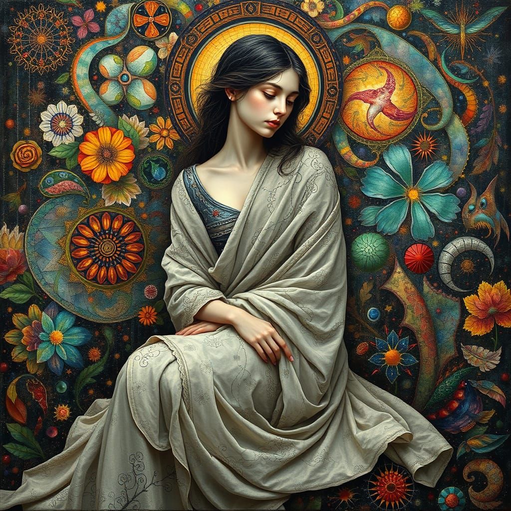 Ethereal Figure in Liminal Cosmic Landscape