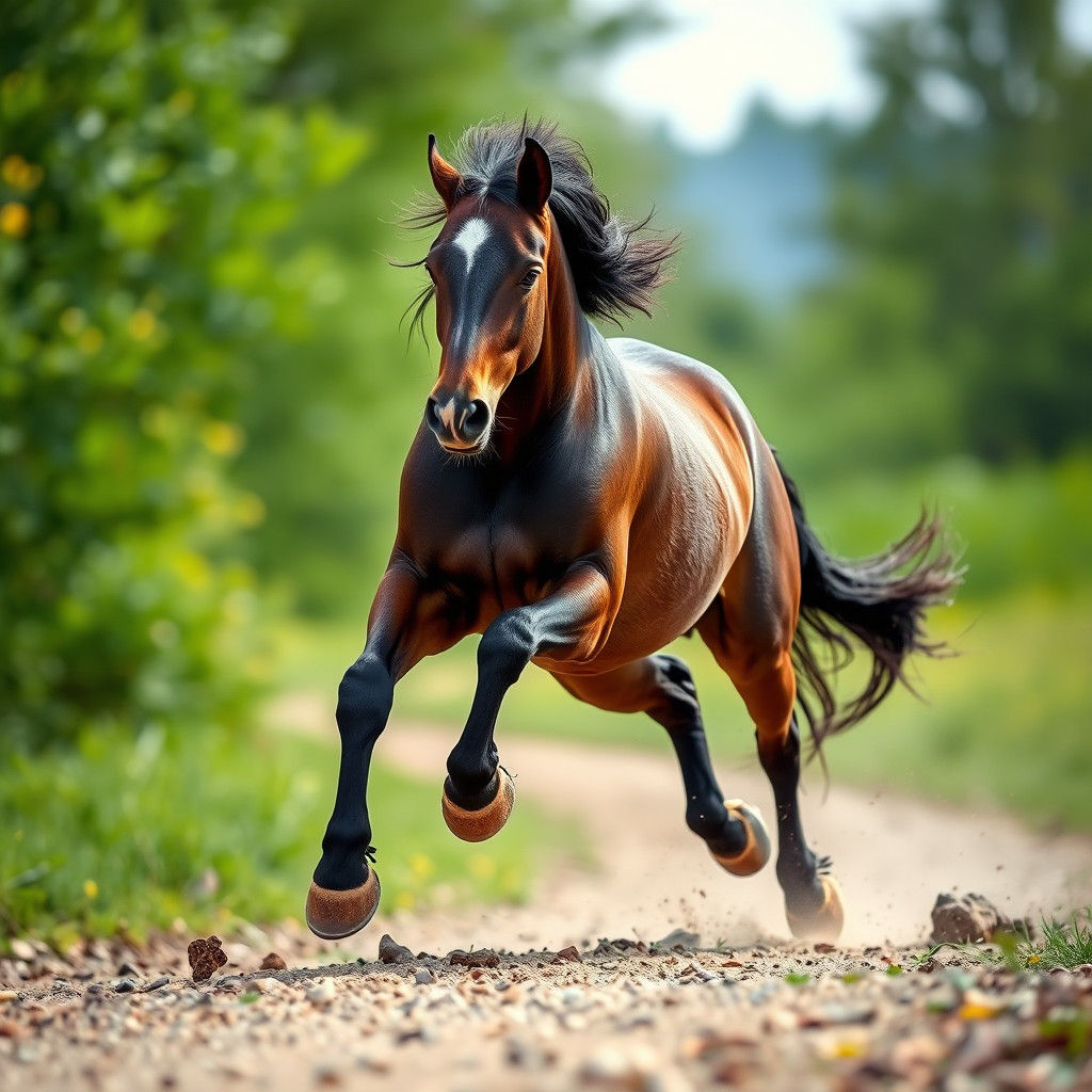 Majestic Mustang Galloping in a Natural Landscape
