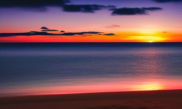 Vibrant Colorful Sky Over Calm Ocean