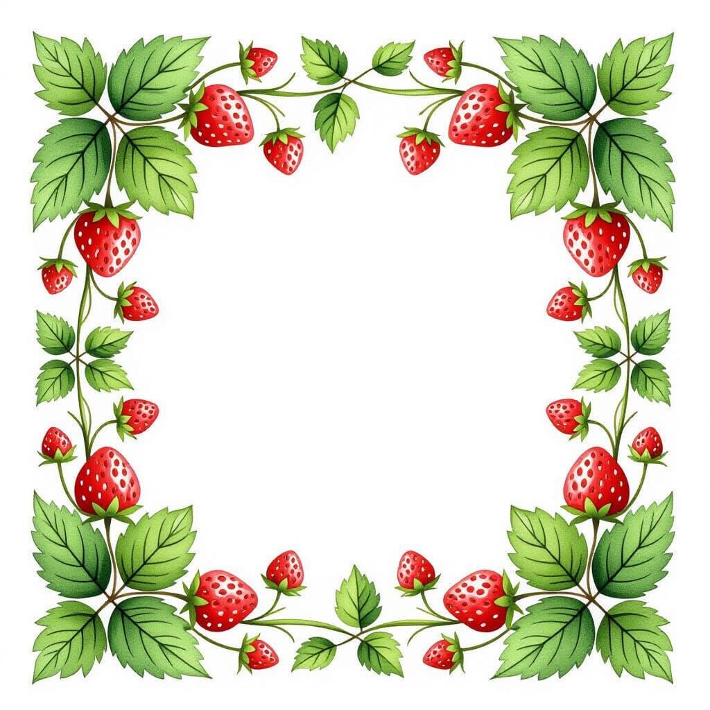 Strawberry Vines in Watercolour Frame