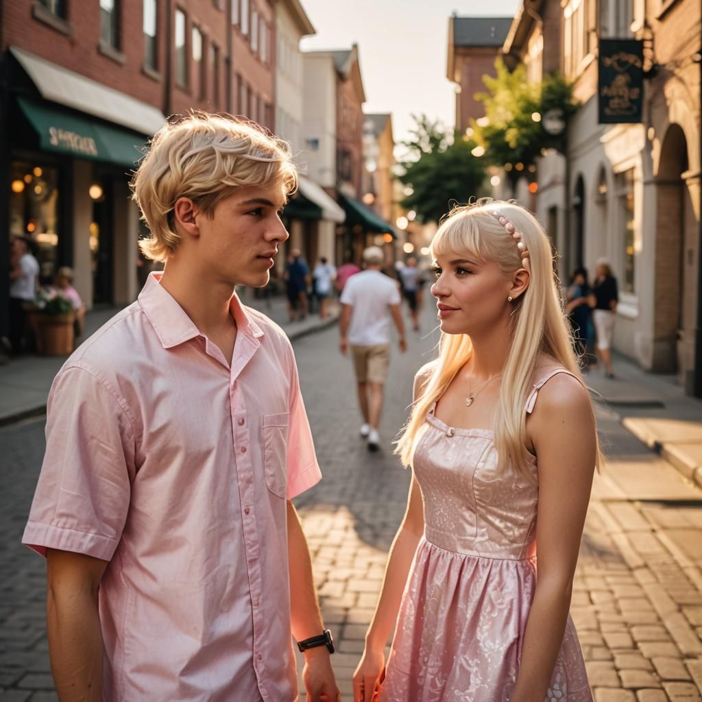 Androgynous Figure in Babydoll Dress, High-Fashion Photo