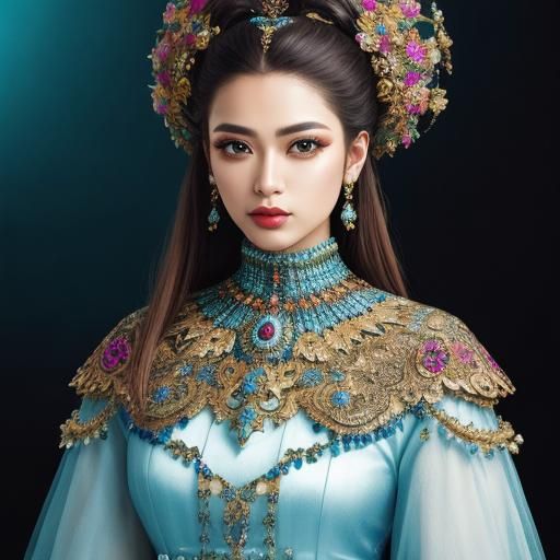 Hyperrealistic Portrait of Woman in Futuristic Jewelry