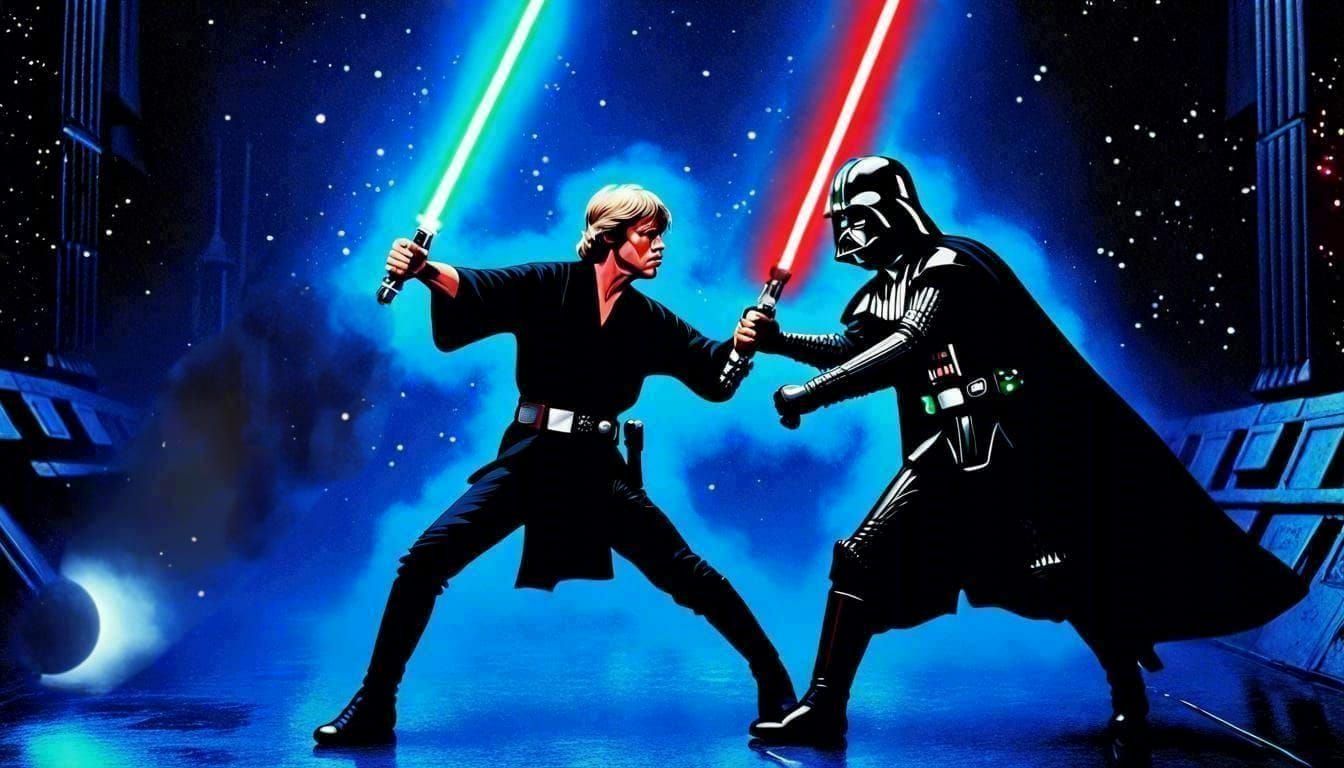 Return of the Jedi Luke and Darth Battle