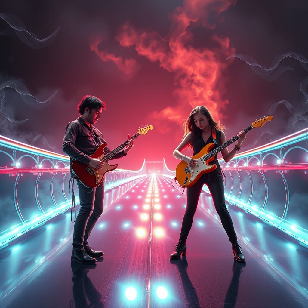 Bridge of Creative Synergy in Cyberpunk Aesthetic