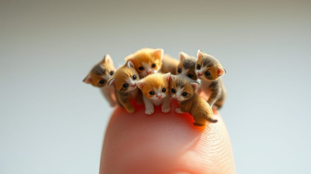 Sub-Miniature Kittens and Puppies on a Fingertip