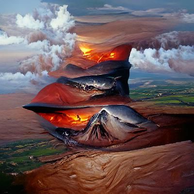 volcanos emerging from the ground
