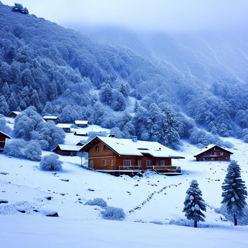 Mountain Village Buried in Heavy Snowfall