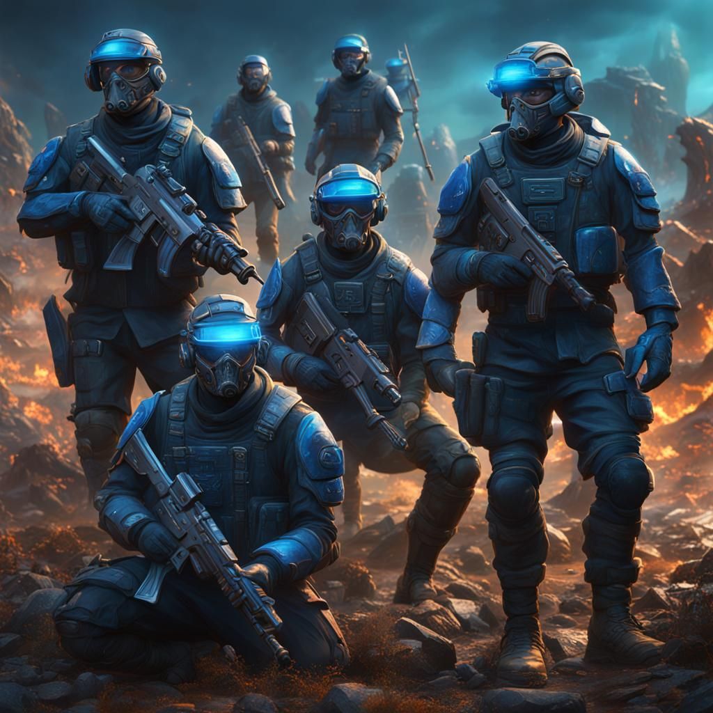 Futuristic Army in Detailed Matte Painting Style