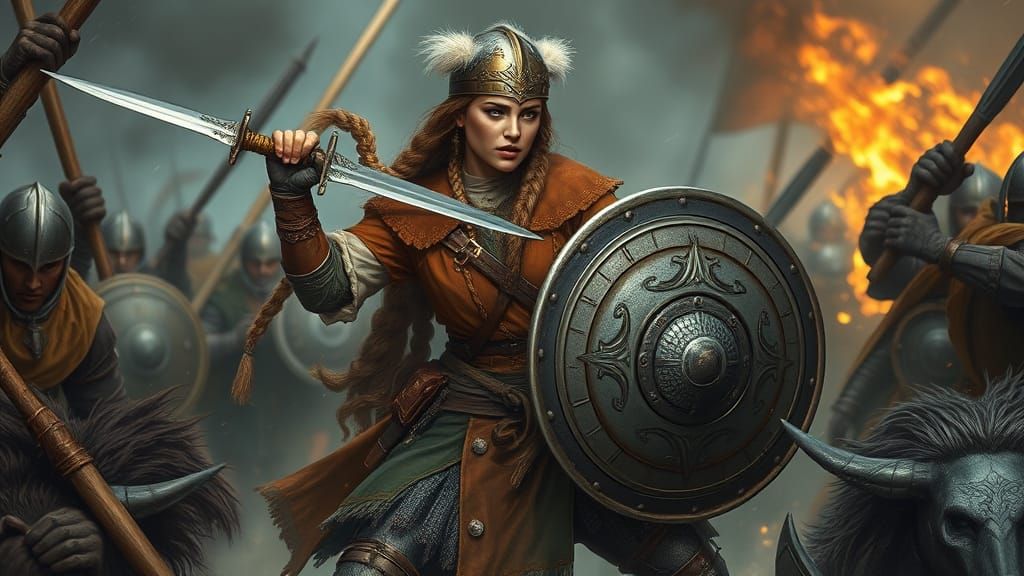 Viking Shield Maiden in Battle