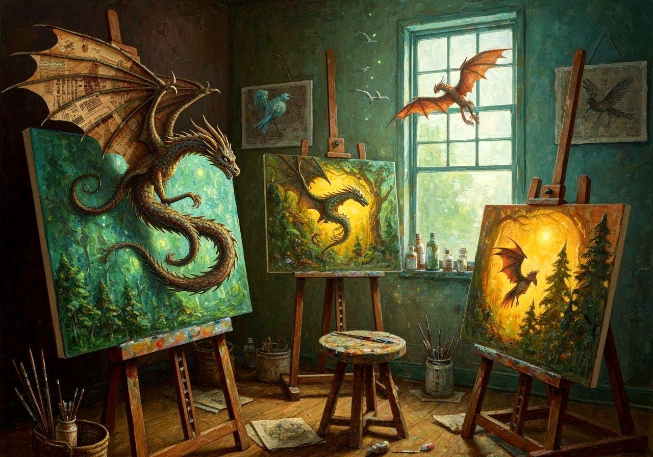 Living Fantasies: Dragons Emerge in Oil Painting