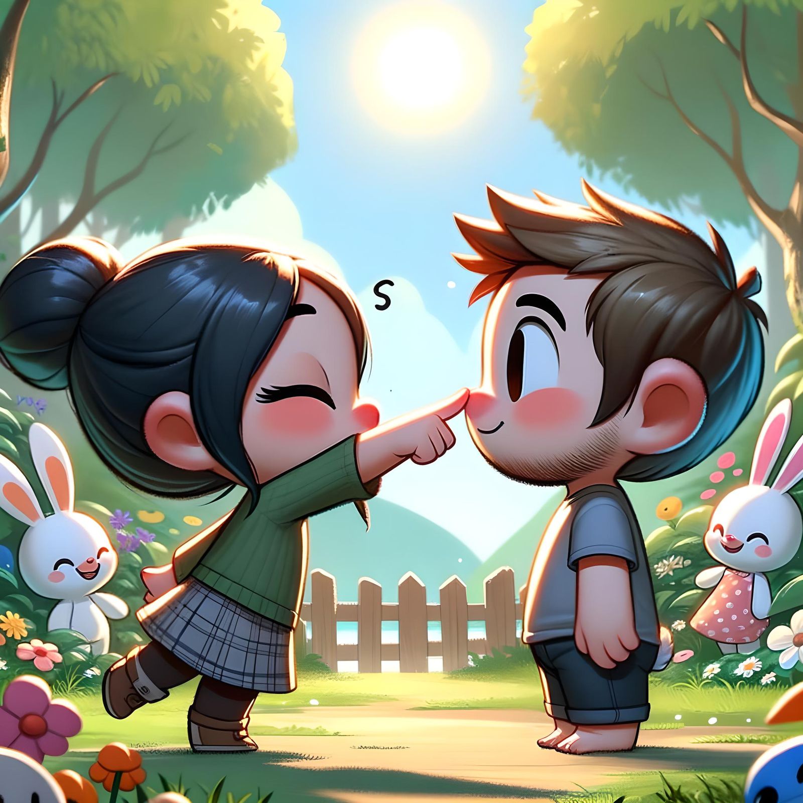 Playful 'Boop' Moment in a Sunny Park
