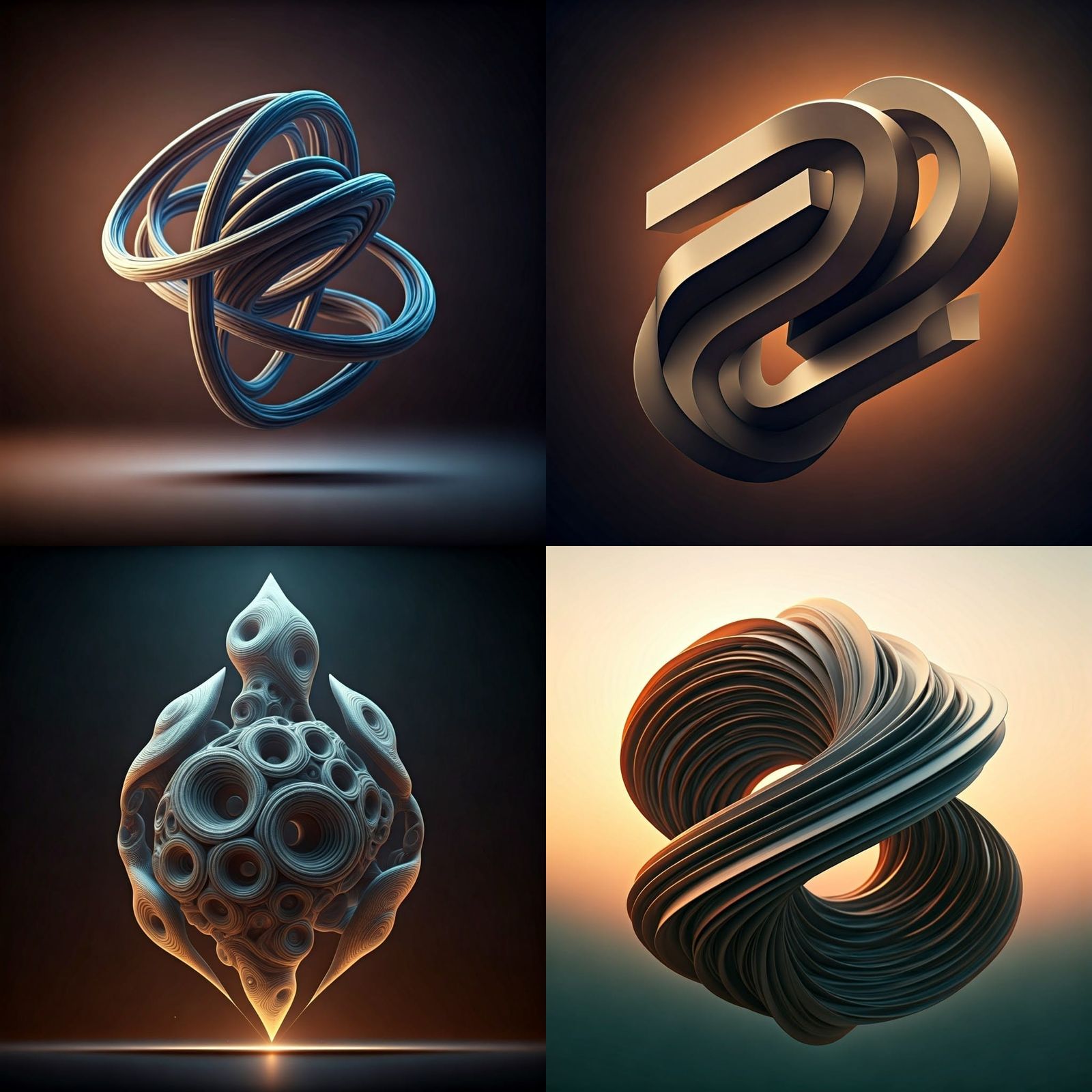 Abstract Floating Sculpture of Impossible Shapes