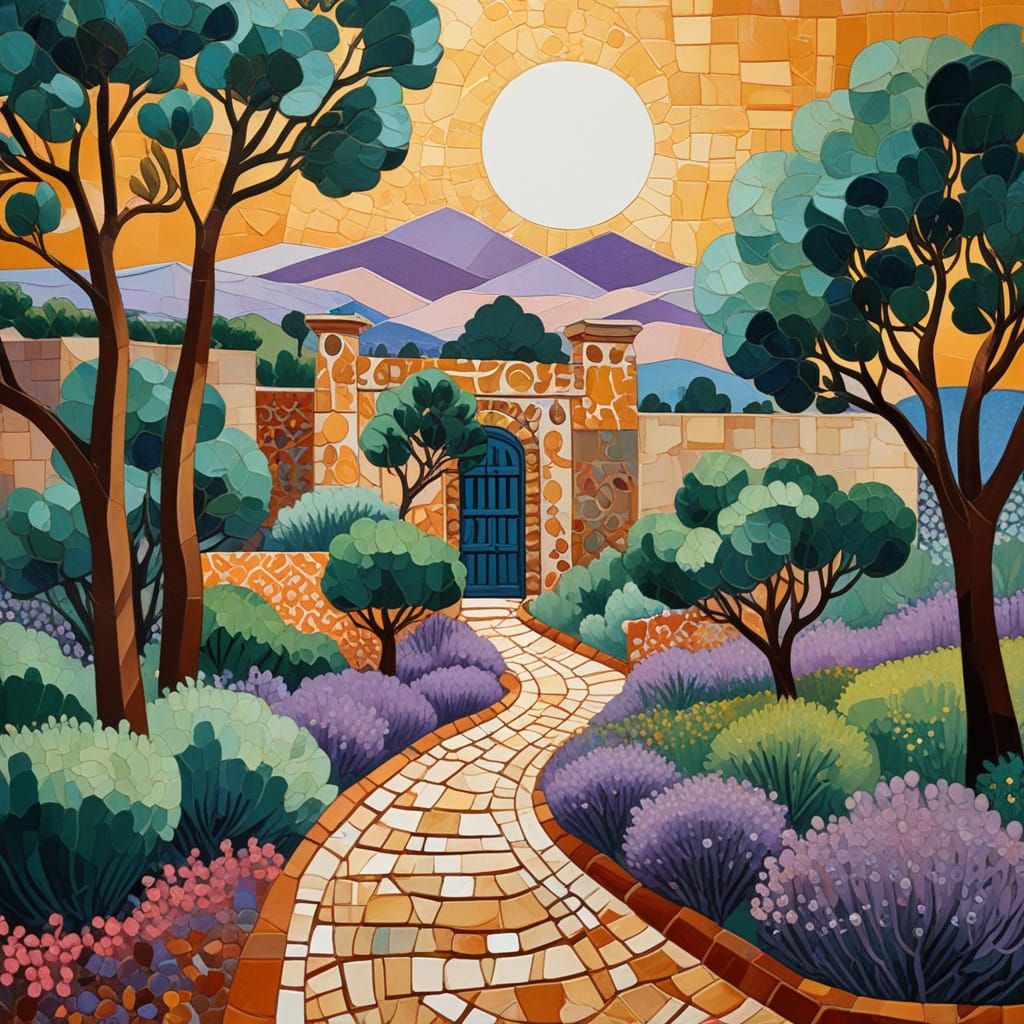 Cubist Fauvist Masterpiece: Vibrant Garden Scene