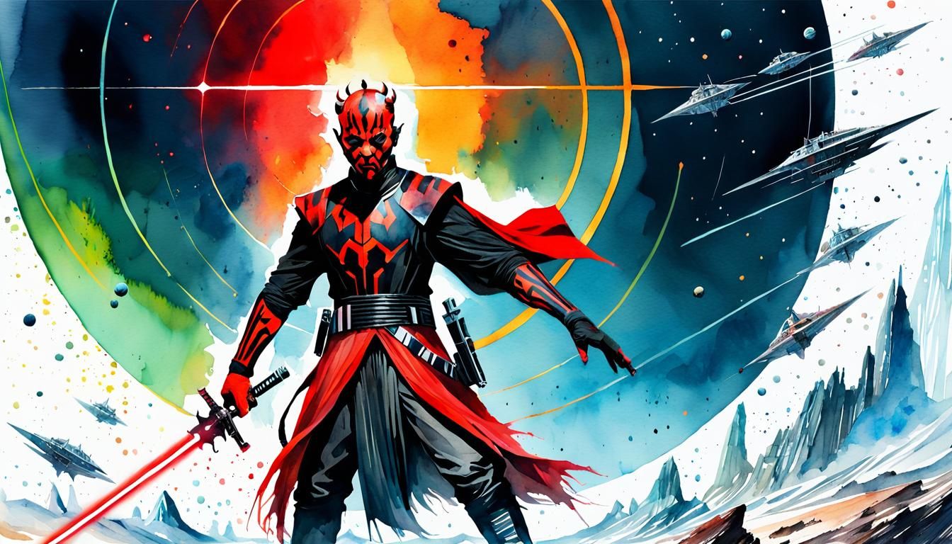 Darth Maul Watercolor Illustration on Star Wars Planet