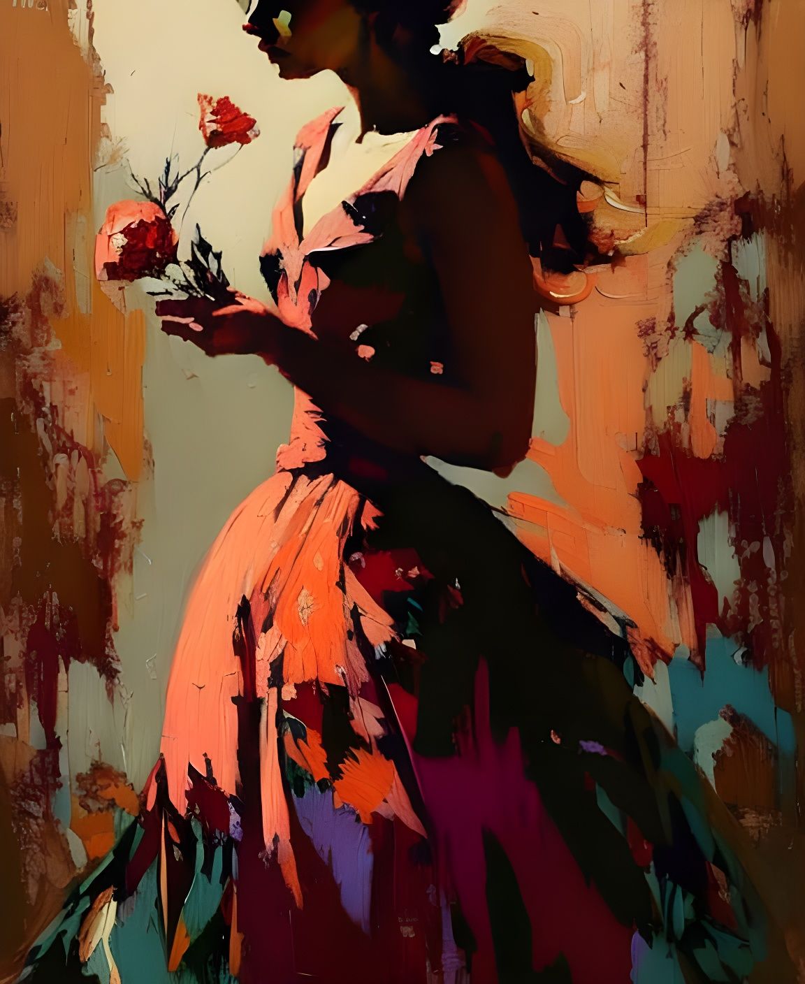 Woman with Flower: Detailed Digital Speedpainting