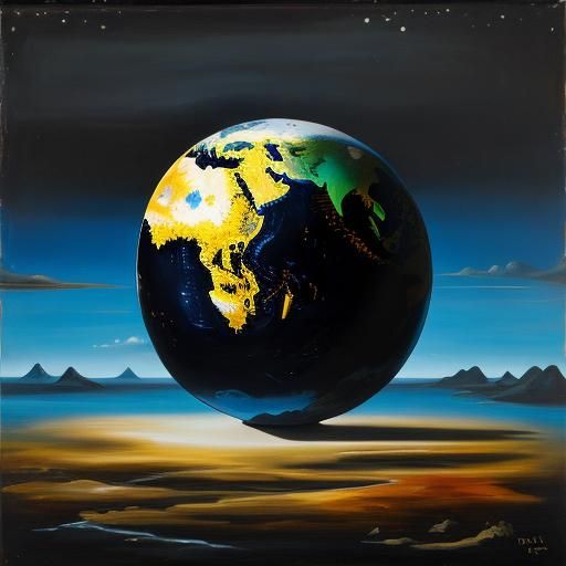 Surreal Dark Globe in Salvador Dali Style
