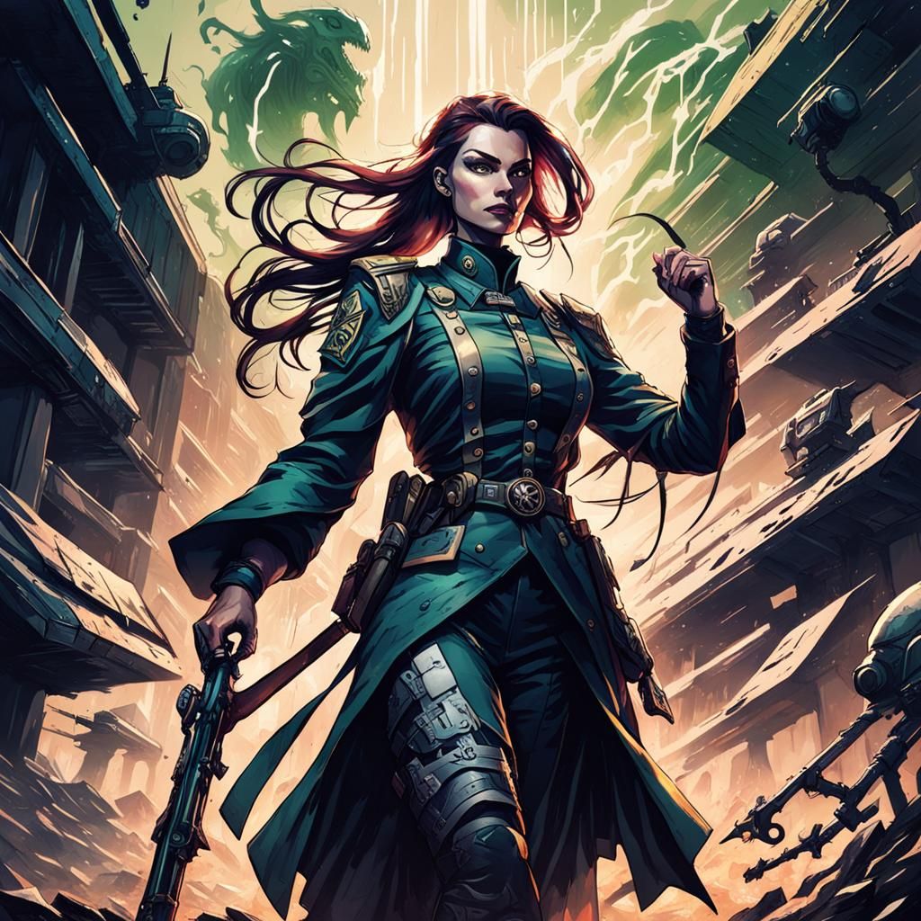 Eldritch Dystopian Woman General Army